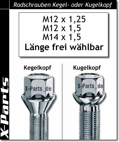 Radschraube m12x1 - m12x1,5, m12x1,25